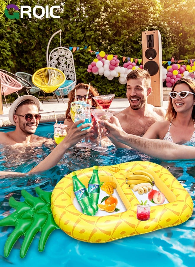 Floating Cooler, Floating Drink Holder, Giant Pineapple Inflatable Drink Holder Filled with 2 Holders for Beach, Jacuzzi and Pool, Pool Drink Floats for Swimming Pool Party Beach Party Decorations