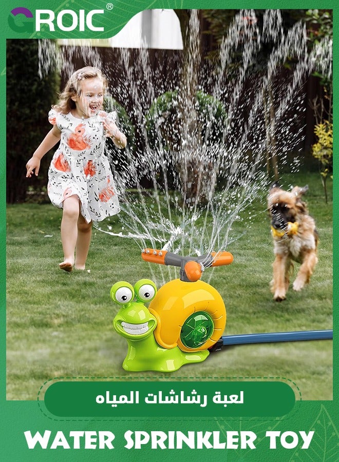 Water Sprinkler Baseball Toy for Kids Outdoor Play, 2 in 1 Snail Summer Water Game with 2 Sprinkler Heads, 360° Rotating Spray Water Baseball for Boys Girls Summer Backyard Lawn Pool Party Fun