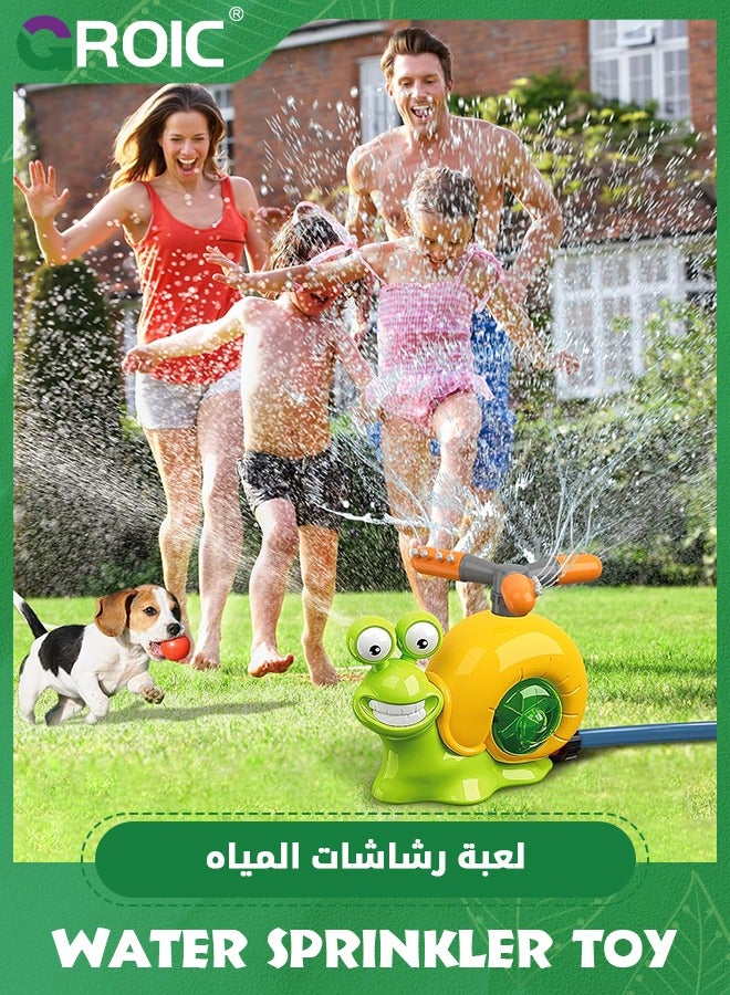 Water Sprinkler Baseball Toy for Kids Outdoor Play, 2 in 1 Snail Summer Water Game with 2 Sprinkler Heads, 360° Rotating Spray Water Baseball for Boys Girls Summer Backyard Lawn Pool Party Fun