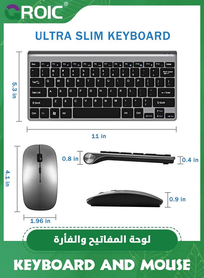 Wireless Keyboard and Mouse Combo, Compact Quiet Wireless Keyboard and Mouse Set 2.4G Ultra-Thin Design for Windows, Computer, Desktop, PC, Notebook, Laptop