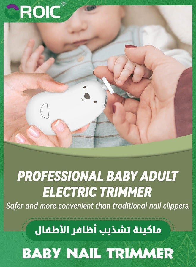 Baby Nail Trimmer Electric,Rechargeable Baby Nail Clippers with 6 Grinding Heads and LED Light, Safe Baby Nail File Set for Newborn,Trim Polish Grooming kit
