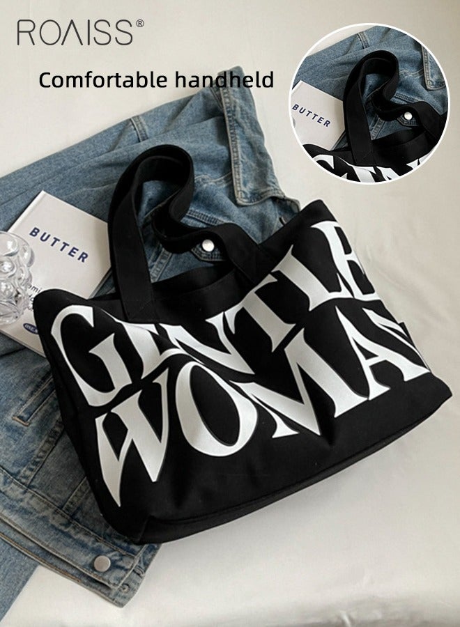 Large Capacity Printed Shoulder Bag Women'S Fashion Versatile Mom Bag Daily Commuting Wear-Resistant Zipper Closure Tote Bag