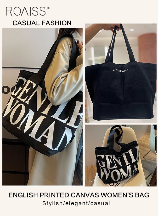 Large Capacity Printed Shoulder Bag Women'S Fashion Versatile Mom Bag Daily Commuting Wear-Resistant Zipper Closure Tote Bag