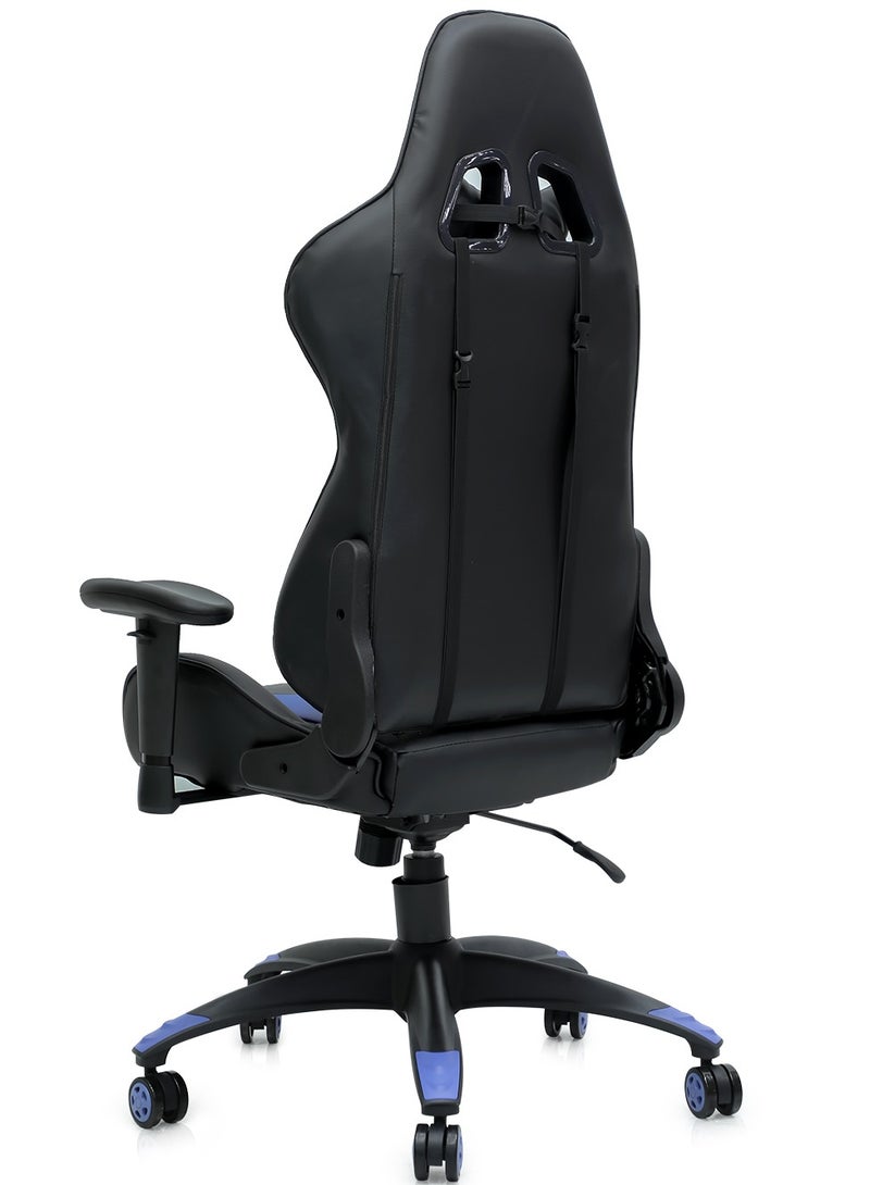 multi home furniture Heavy Duty Steel High-Back Racing Style With Pu Leather Bucket Seat Headrest, Lumbar Support, Steel 13-Star Base , Compatible With E-Sports Chair MH-1008-BLACK/BLUE