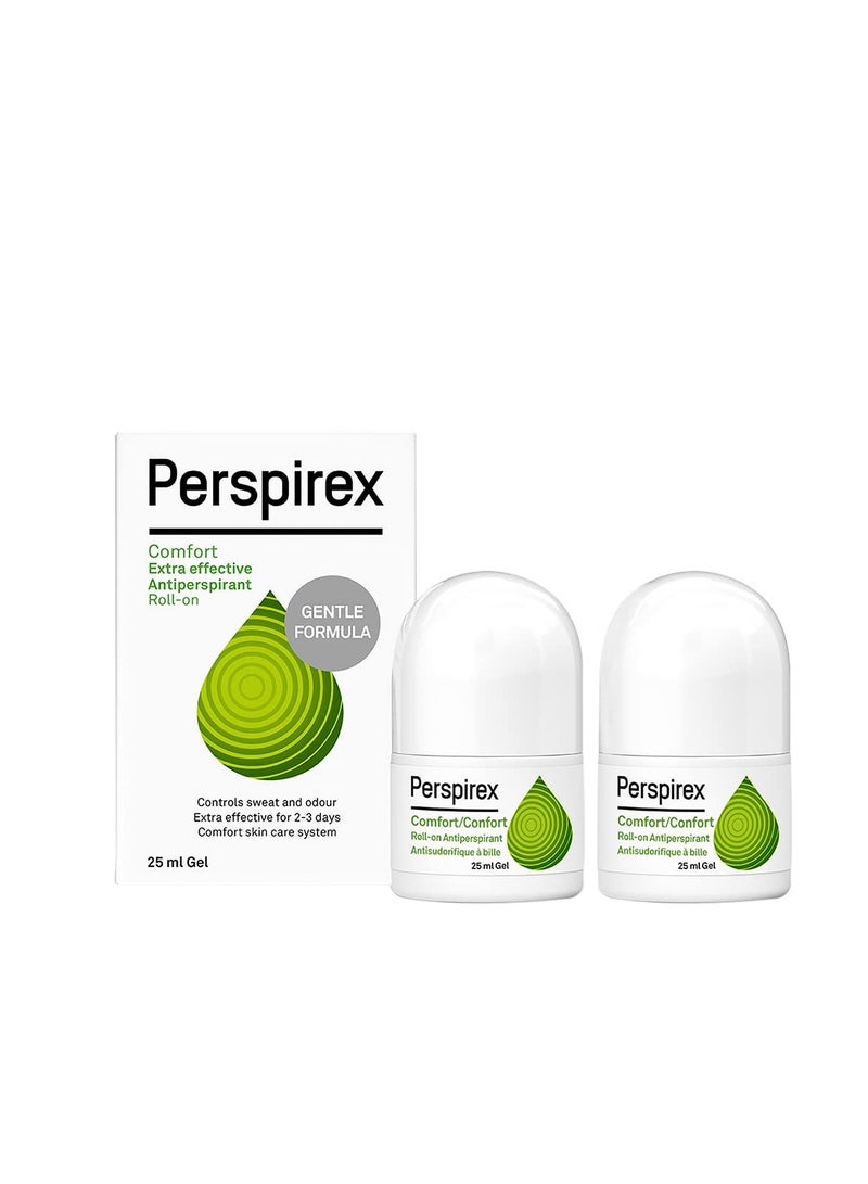 Perspirex Comfort Antiperspirant for Men and Women – Roll On Deodorant for Protection Against Sweat and Odour (2-Pack)