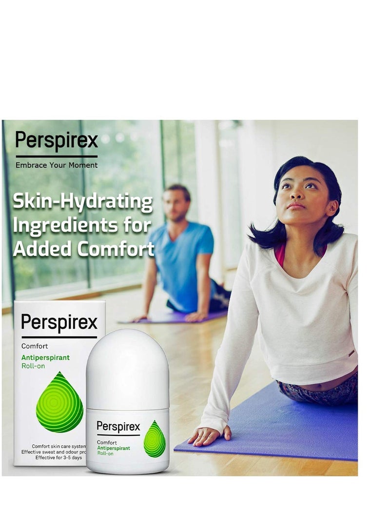 Perspirex Comfort Antiperspirant for Men and Women – Roll On Deodorant for Protection Against Sweat and Odour (2-Pack)