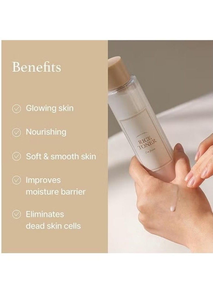 Rice Toner, Milky Toner for Glowing Skin, 77.78% Korean Rice, Glow Essence with Niacinamide, Hydrating for Sensitive, Dry, Dull, Combination Skin, Vegan, Fragrance Free, Glass Skin 150ml