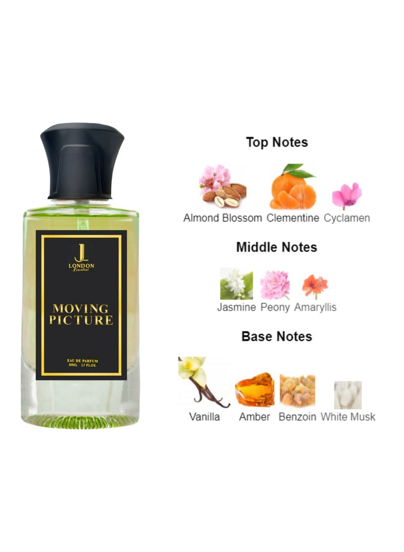 JAN LONDON ESSENTIAL - MOVING PICTURE EDP Perfume For Men And Women Long Lasting Unisex Fragrance Inspired Perfumes for Ladies & Gents 50ml