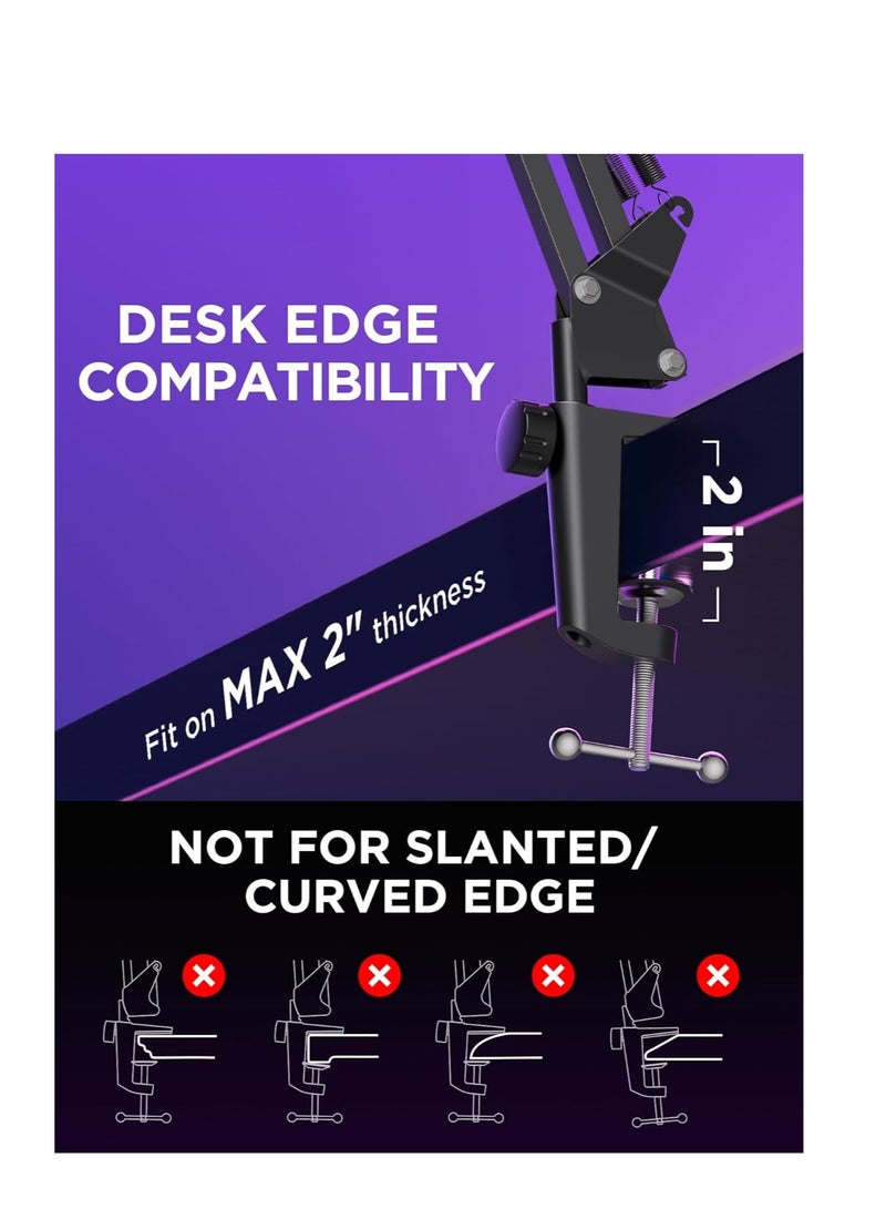 InnoGear Boom Arm Microphone Mic Stand for Blue Yeti HyperX QuadCast SoloCast Snowball Fifine Shure SM7B and other Mic, Medium