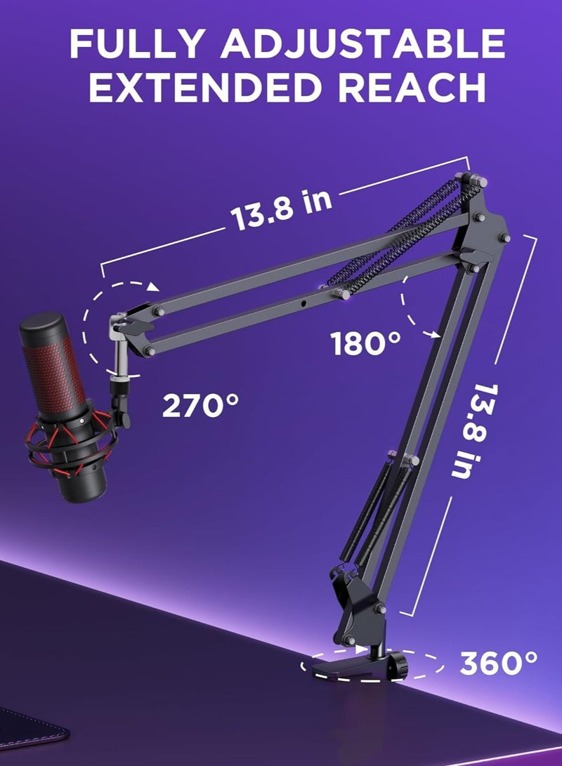 InnoGear Boom Arm Microphone Mic Stand for Blue Yeti HyperX QuadCast SoloCast Snowball Fifine Shure SM7B and other Mic, Medium