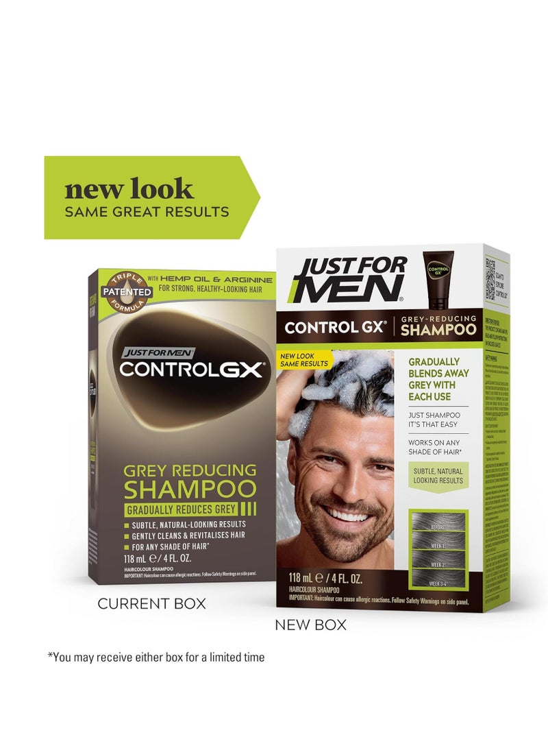 Just For Men Control GX Grey Reducing Shampoo, Gradual Hair Color for Stronger and Healthier Hair, 4 Fl Oz - Pack of 3 (Packaging May Vary)