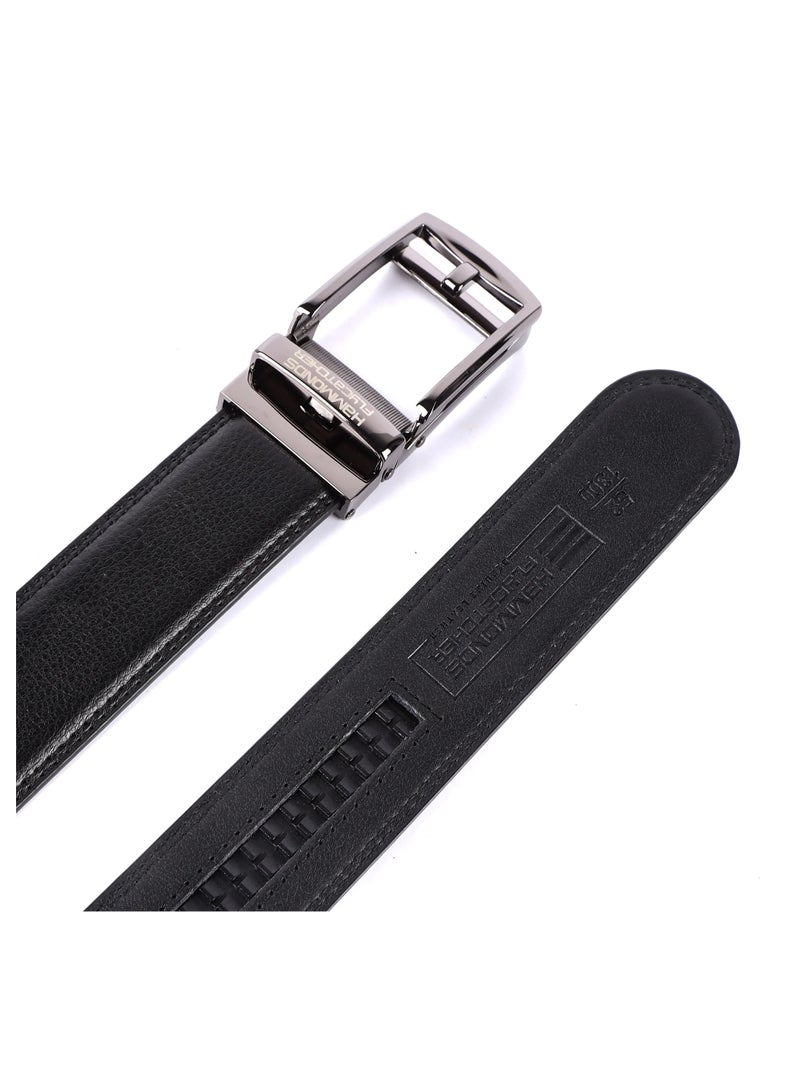 Leather Belt for Men - Perfect for Formal and Casual Wear - Adjustable Waistband up to 46 Inches - Auto lock Belt for Formal and Casual Wear (9SF1)