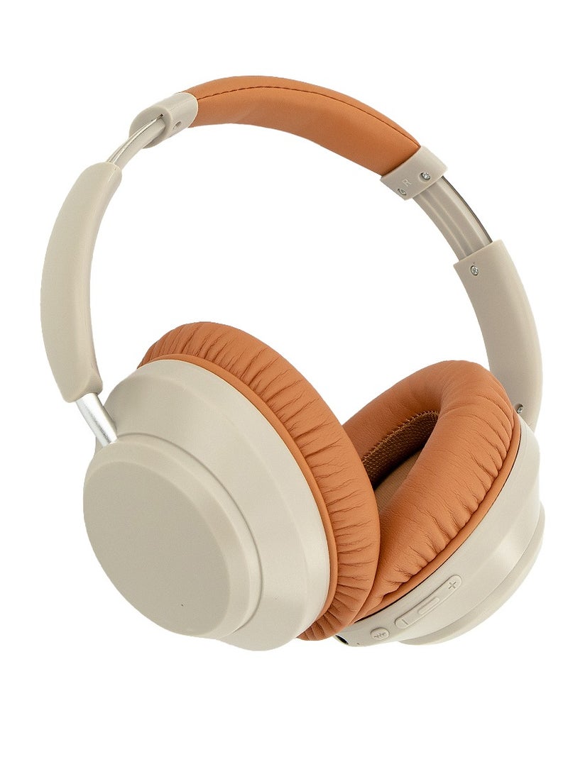 Wireless Headphone 300mAh Battery, Active Noise Cancellation, Comfortable, 10m Range, 2.5 Hours Charging, 24 Hours Playtime, Bluetooth 5.3, Green Lion Santiago Beige