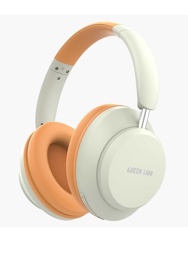 Wireless Headphone 300mAh Battery, Active Noise Cancellation, Comfortable, 10m Range, 2.5 Hours Charging, 24 Hours Playtime, Bluetooth 5.3, Green Lion Santiago Beige