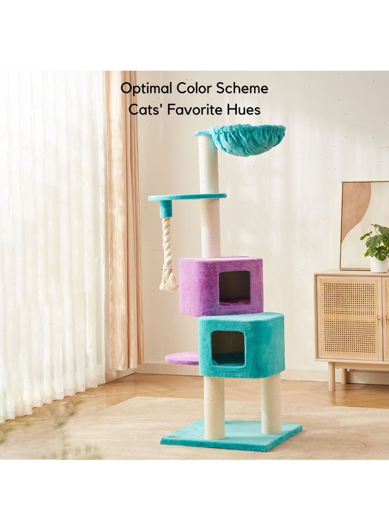 SOPAPETS High-End Large Cat Tree Tower, Scratching Posts, Cat Condo, Removable Soft Cushion, Hammock, Super Stable (60*60*170cm)