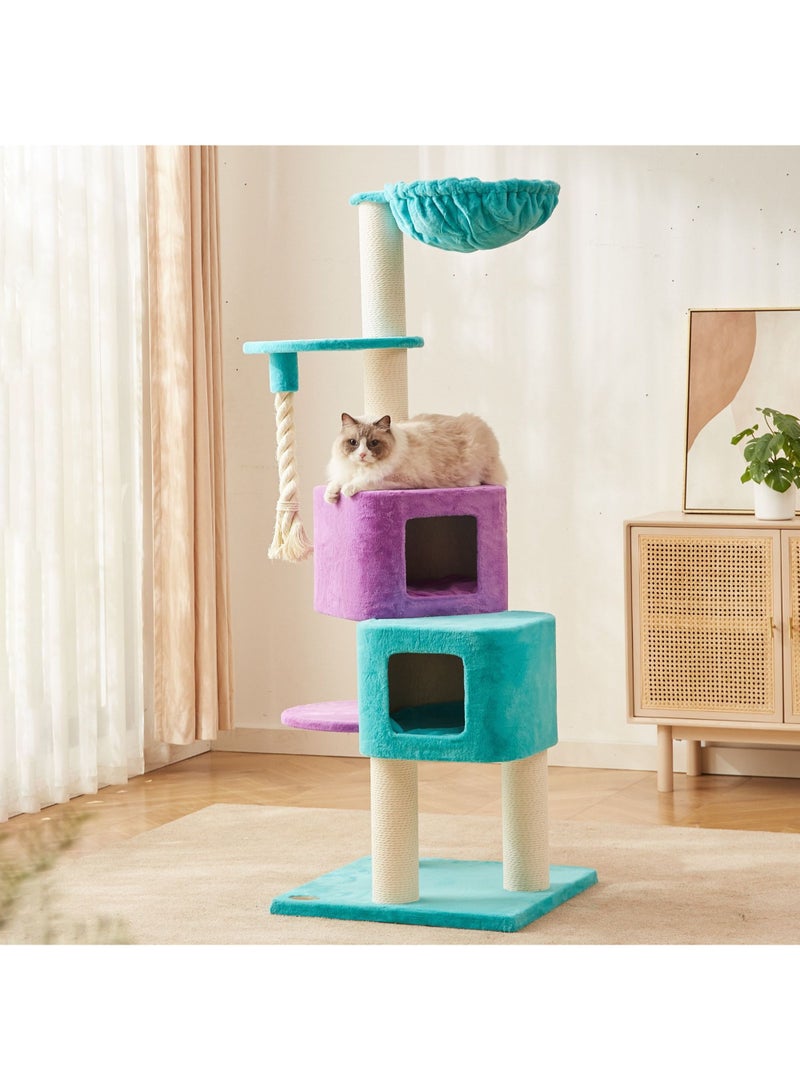 SOPAPETS High-End Large Cat Tree Tower, Scratching Posts, Cat Condo, Removable Soft Cushion, Hammock, Super Stable (60*60*170cm)