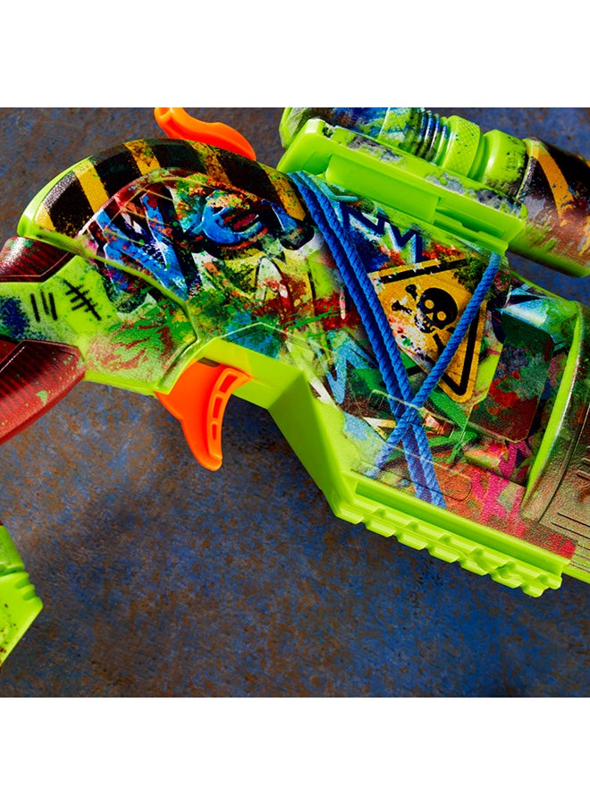 Nerf Zombie Driller Dart Blaster, 16 Nerf Elite Darts, Rotating 5 Dart Cylinder, Removable Scope, Outdoor Games, Ages 8+