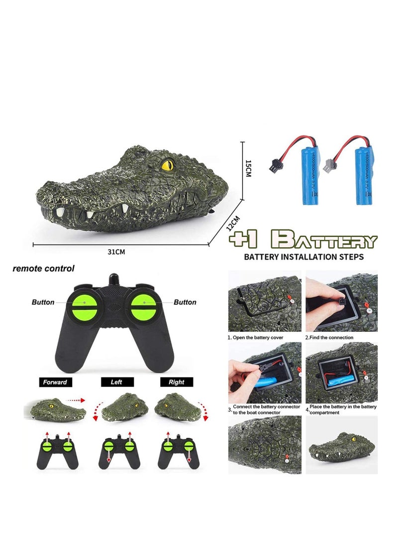 Remote Control Boat 2.4G High Speed Simulation Crocodile Head Water Toys for Pools and Lakes Floating Crocodile Head High Simulation Alligator Head RC Boats Prank Toys for Adults and Kids