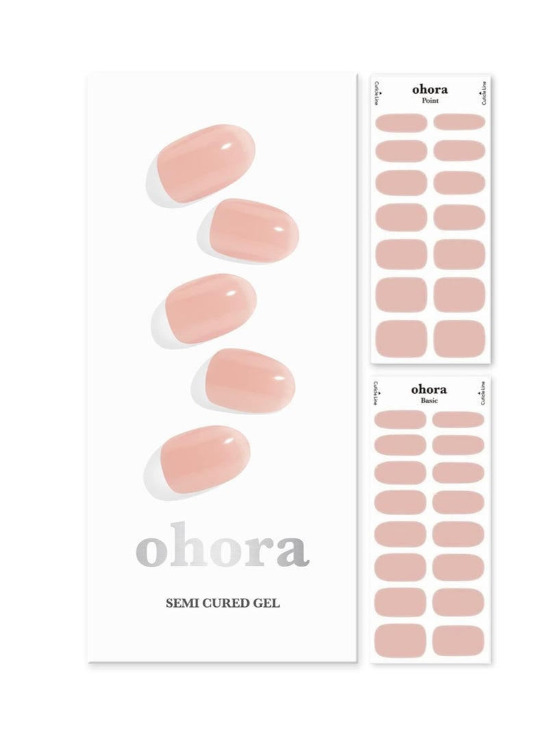 ohora Semi Cured Gel Nail Strips (N Bare Apricot) - Works with Any Nail Lamps, Salon-Quality, Long Lasting, Easy to Apply & Remove - Includes 2 Prep Pads, Nail File & Wooden Stick