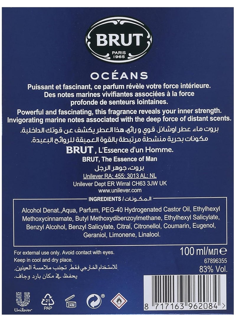 Brut OCEANS EDT Long Lasting Enriched Signature Scented Perfume Spray for Men 280.0 grams, 100.0 milliliters