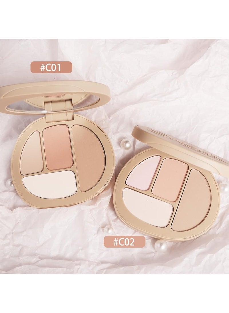 SYOSI 2 Pcs Concealer Contour Palette, 4 Colors Color Correcting Concealer, Long Lasting Foundation Palette for Dark Circles, Red Marks, Scars, Professional Full Coverage Concealer