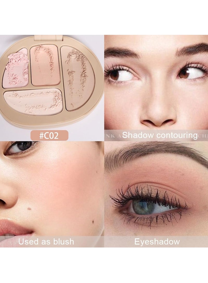 SYOSI 2 Pcs Concealer Contour Palette, 4 Colors Color Correcting Concealer, Long Lasting Foundation Palette for Dark Circles, Red Marks, Scars, Professional Full Coverage Concealer
