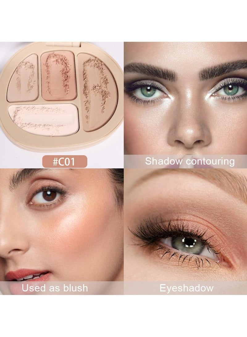 SYOSI 2 Pcs Concealer Contour Palette, 4 Colors Color Correcting Concealer, Long Lasting Foundation Palette for Dark Circles, Red Marks, Scars, Professional Full Coverage Concealer