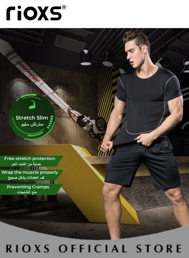 Men's Sports Two Piece Set-Athletic Short Sleeve And Shorts,Base Tops T-Shirts Pants Set,Quick Dry Training Set For Fitness Running Gym Workout