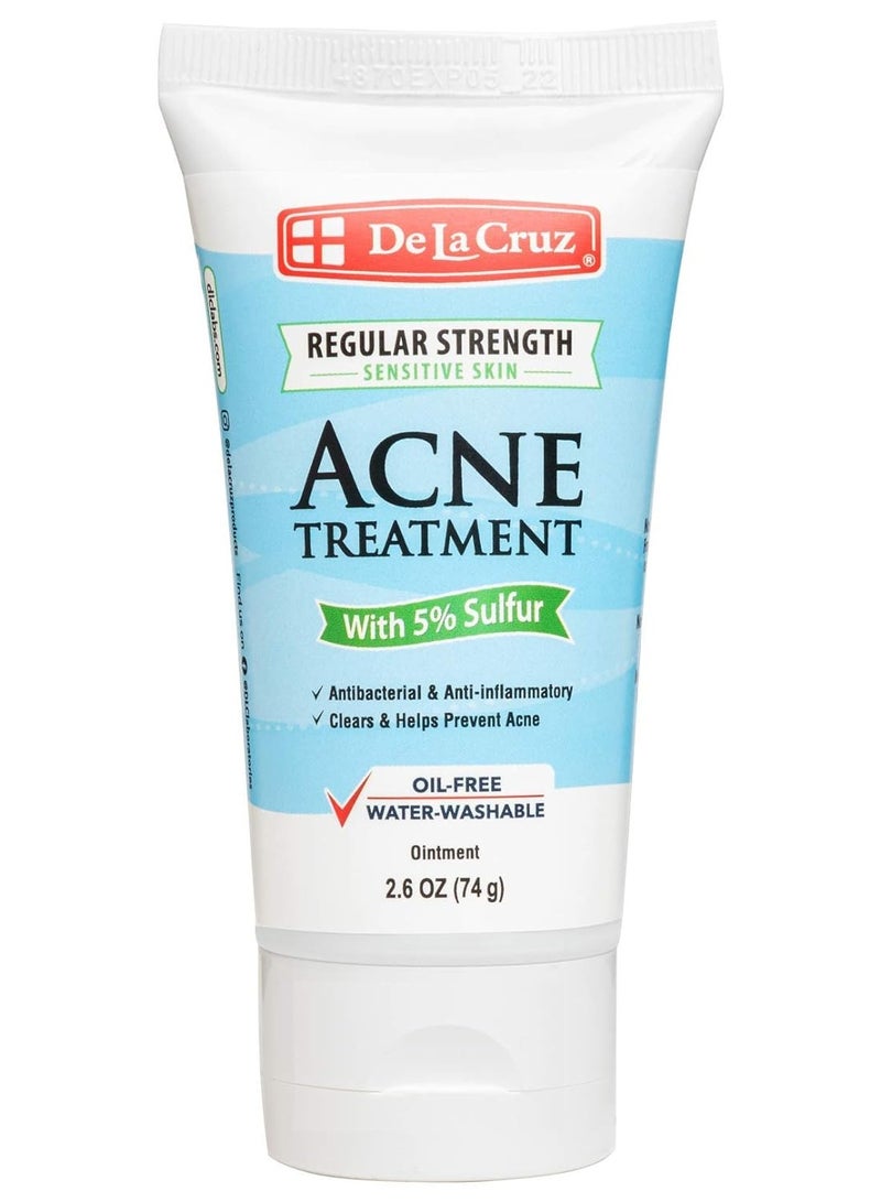De La Cruz 5% Sulfur Ointment - Cystic Acne Treatment for Face and Body - Daily 10 Min Spot Treatment Mask - Safe and Effective Game Changing Hormonal Acne Treatment that Clears Up Pimples 2.6oz Tube