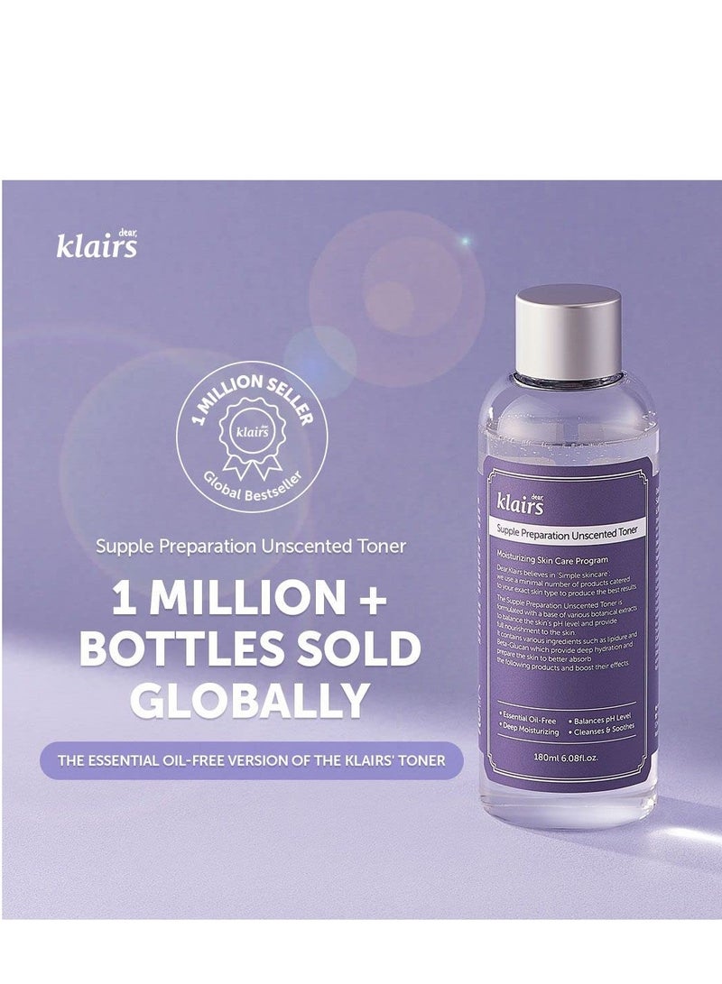 [KLAIRS] Supple Preparation Unscented Toner 6.08 fl oz, Lightweight, Essential Oil-Free, Alcohol Free, Packaging Changed