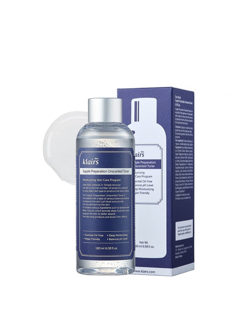 [KLAIRS] Supple Preparation Unscented Toner 6.08 fl oz, Lightweight, Essential Oil-Free, Alcohol Free, Packaging Changed