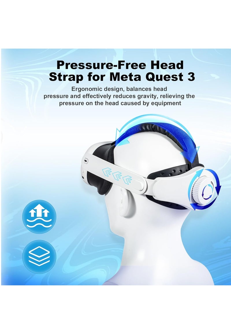 RC Head Strap for Meta Quest 3, Adjustable Comfortable Elite Strap Replacement VR Headset Strap for Oculus Quest 3 Accessories, Reduce Head Pressure and Improve Immersion