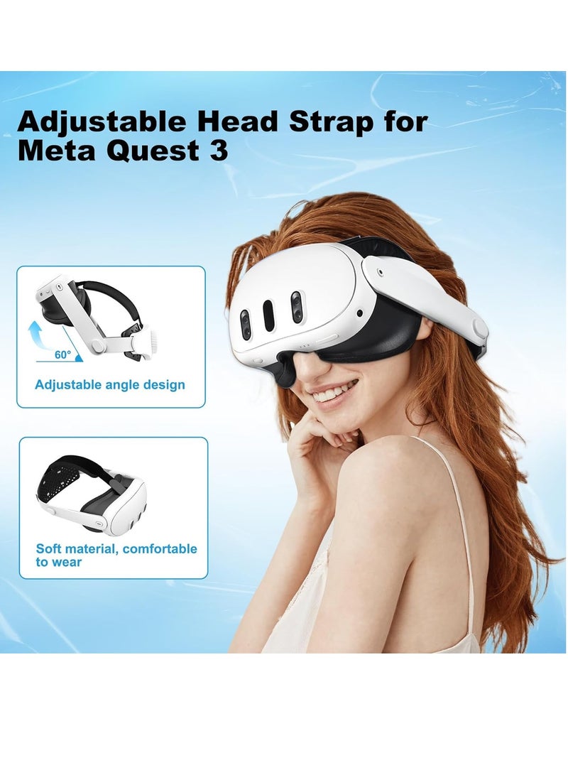 RC Head Strap for Meta Quest 3, Adjustable Comfortable Elite Strap Replacement VR Headset Strap for Oculus Quest 3 Accessories, Reduce Head Pressure and Improve Immersion