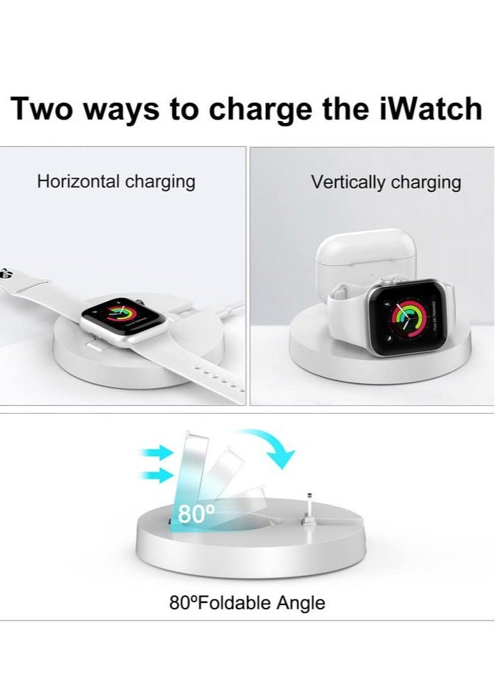 Wireless Charger, 2023 New for Apple Watch Charger 2 in 1 Wireless Charging Station Magntic Charging Stand  Durable TPU Design Compatible for iWatch Series