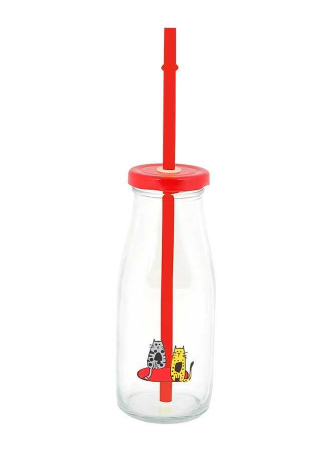 Biggdesign Cats Lemonade Glass Bottle 320 ML Red