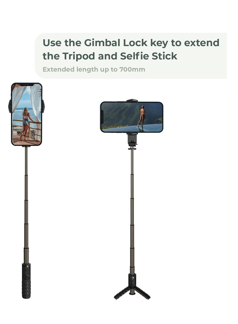Gimbal Stabilizer For Smartphones, 360° Rotation Tripod with Wireless Remote Fill Light, Portable Phone Holder Auto Balance 1-Axis Gimbal for Filming Bluetooth Selfie Stick Mobile Phone Holder