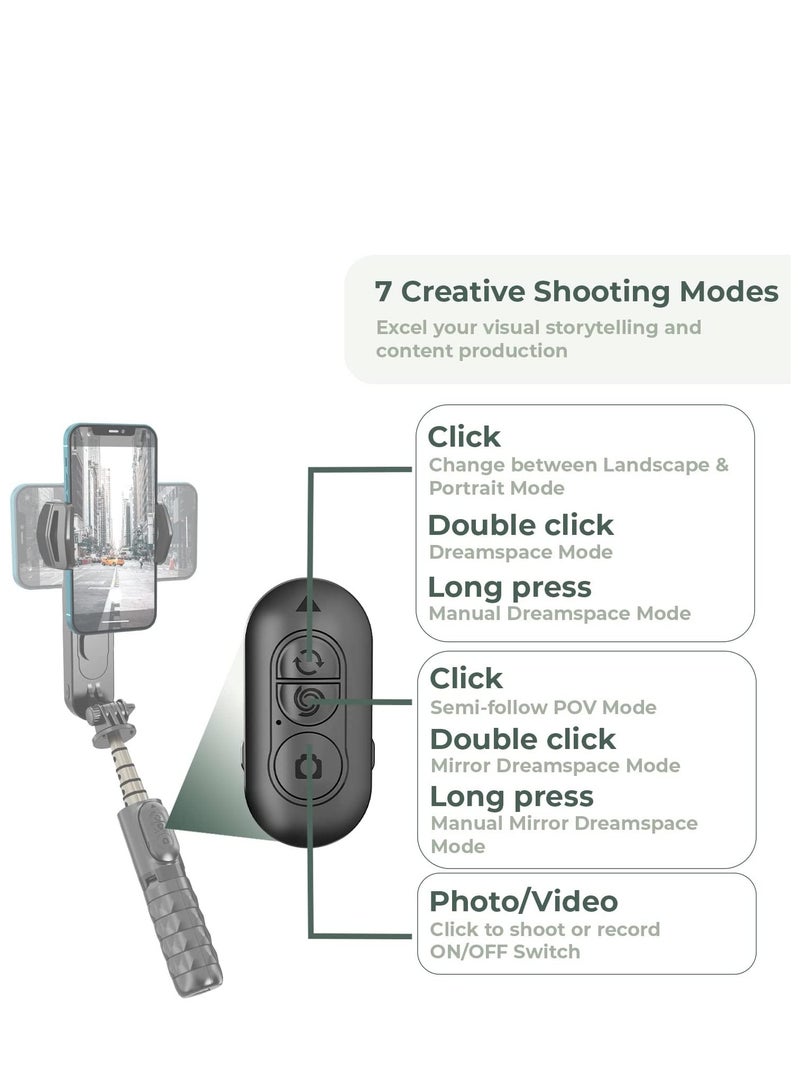 Gimbal Stabilizer For Smartphones, 360° Rotation Tripod with Wireless Remote Fill Light, Portable Phone Holder Auto Balance 1-Axis Gimbal for Filming Bluetooth Selfie Stick Mobile Phone Holder