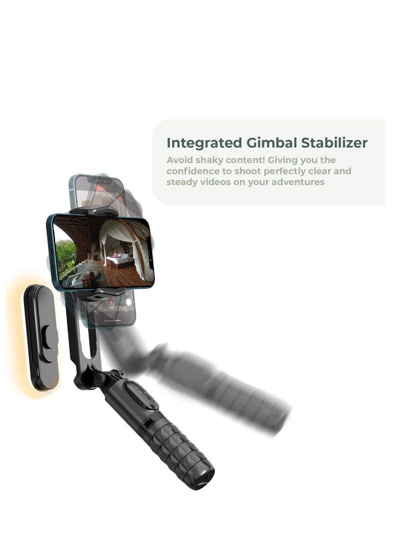 Gimbal Stabilizer For Smartphones, 360° Rotation Tripod with Wireless Remote Fill Light, Portable Phone Holder Auto Balance 1-Axis Gimbal for Filming Bluetooth Selfie Stick Mobile Phone Holder