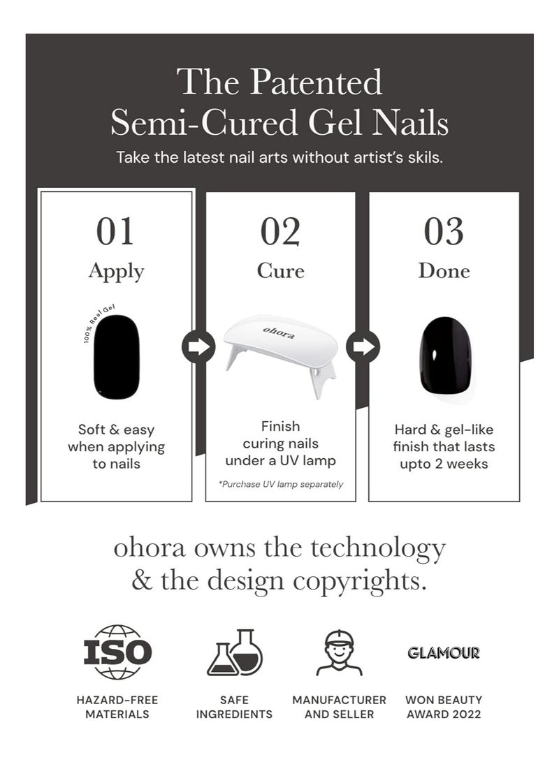 ohora Semi Cured Gel Nail Strips (N Cream Base) - Works with Any Nail Lamps, Salon-Quality, Long Lasting, Easy to Apply & Remove - Includes 2 Prep Pads, Nail File & Wooden Stick - Beige