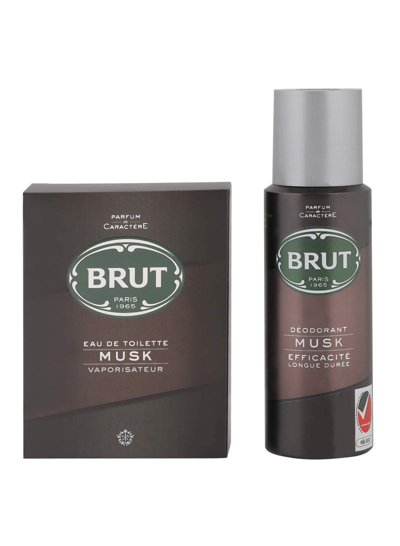 Musk For Men  Eau De Toilette Perfume 100 Ml   Deodorant Spray  200 Ml  Combo Pack