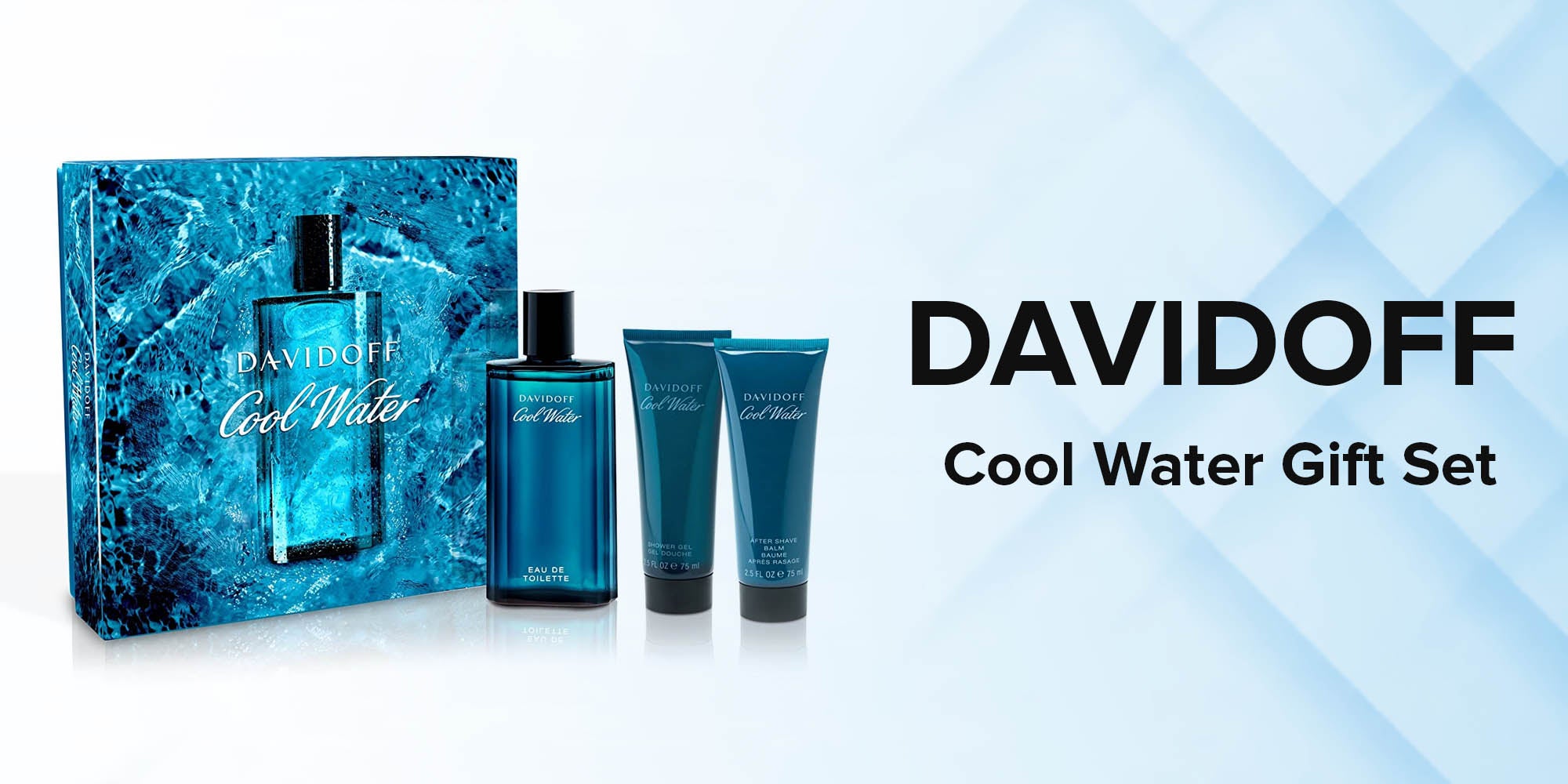 Cool Water Gift Set EDT Spray (125ml), Shower Gel (75ml), After Shave Balm (75ml)