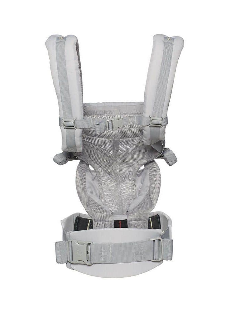 360 All Position Baby Carrier with Lumbar Support and Cool Air Mesh, Adjustable Hook and Loop, Classic Weave, Soft Fabric, Newborn to Toddler (7-45 lb), Grey