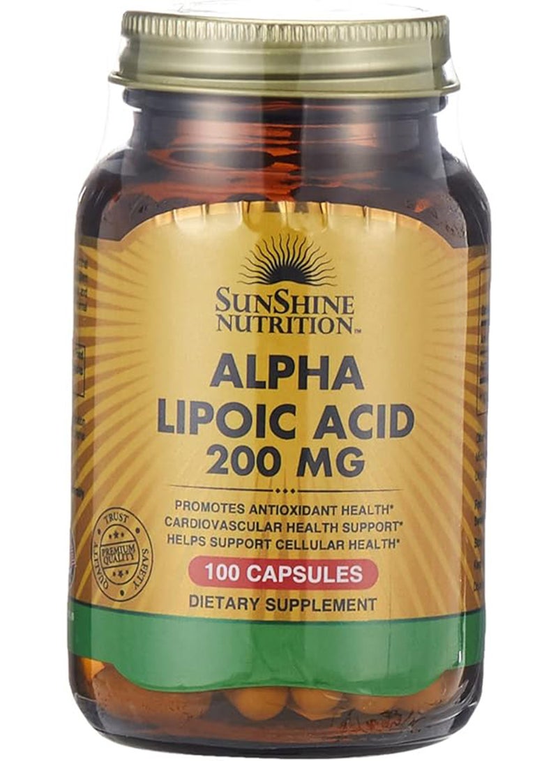 Alpha Lipoic Acid 200Mg Dietary Supplement Promotes Antioxidant Health, Cardiovascular Health And Cellular Health 100 Capsules