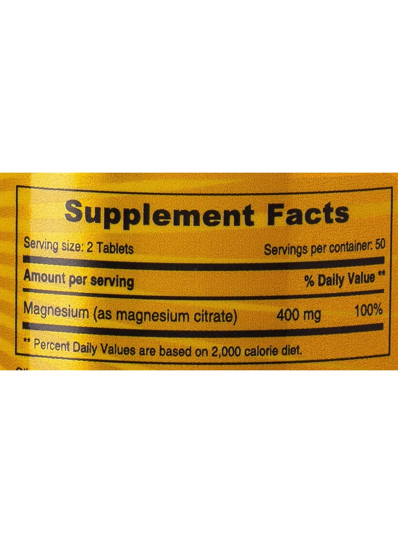 High Potency Magnesium 400Mg Infused With Magnesium Citrate Dietary Supplement Promotes Healthy Teeth And Bones Supports Nerve And Muscle Function 100 Tablets