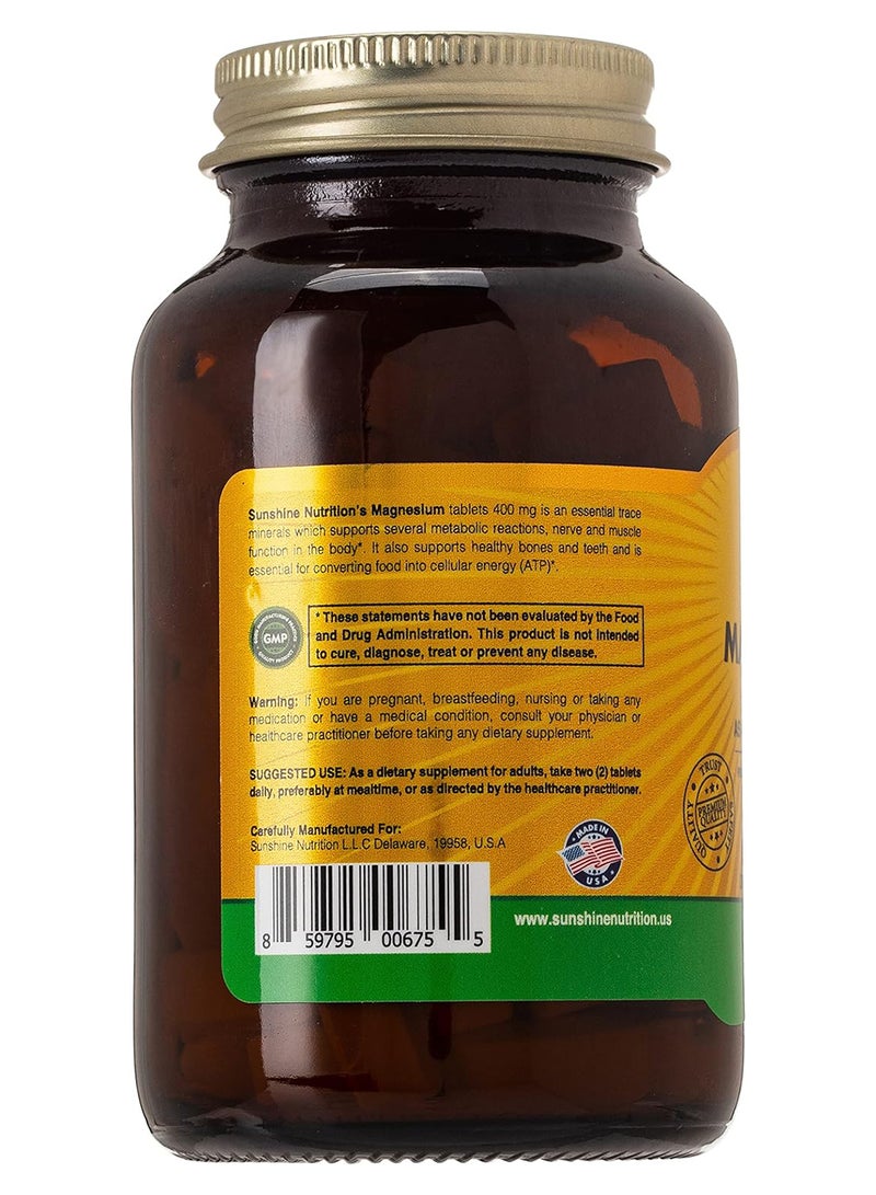 High Potency Magnesium 400Mg Infused With Magnesium Citrate Dietary Supplement Promotes Healthy Teeth And Bones Supports Nerve And Muscle Function 100 Tablets