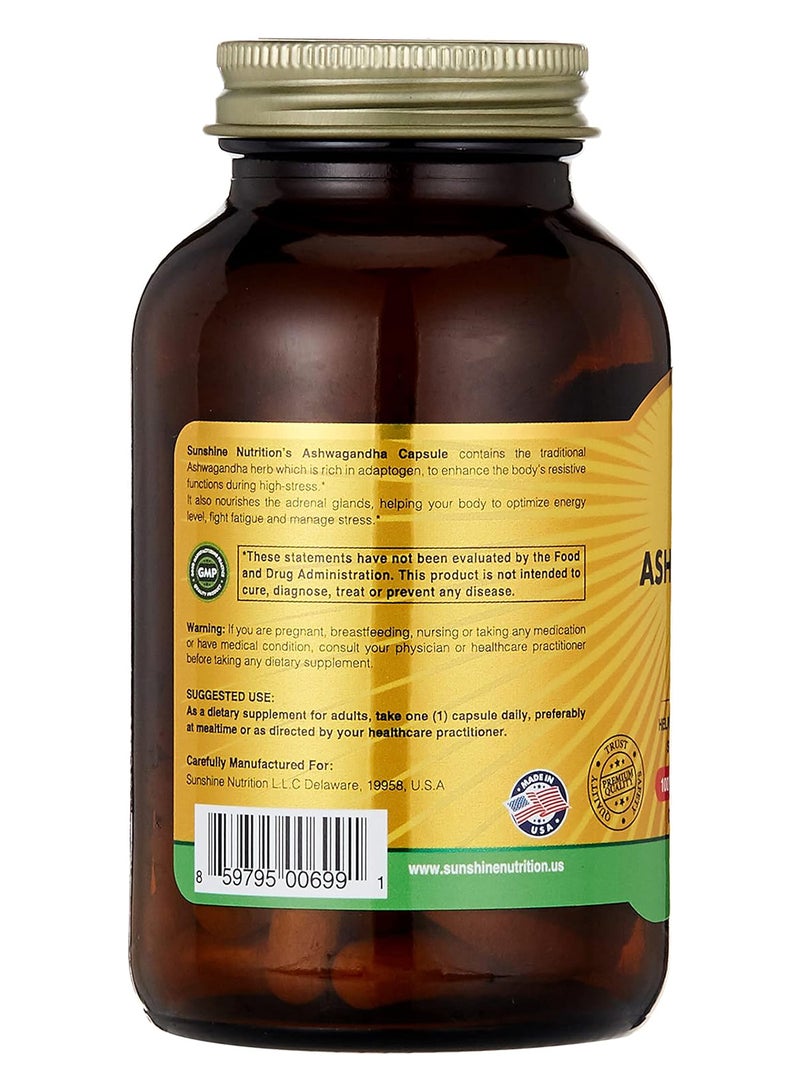 Ashwagandha 500Mg Root Extract Dietery Supplement Helps Reduce Fatigue And Stress Supports Positive Mood Herbal Ingredient 100 Vegetarian Capsules