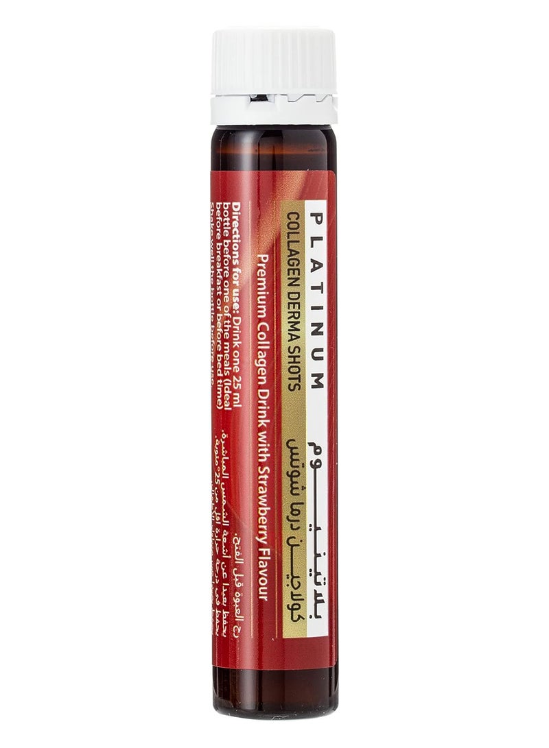Platinum Collagen Derma Shots Strawberry Flavor Skin Care 10000 Mg Collagen Sugar Free 20 Shots 500Ml
