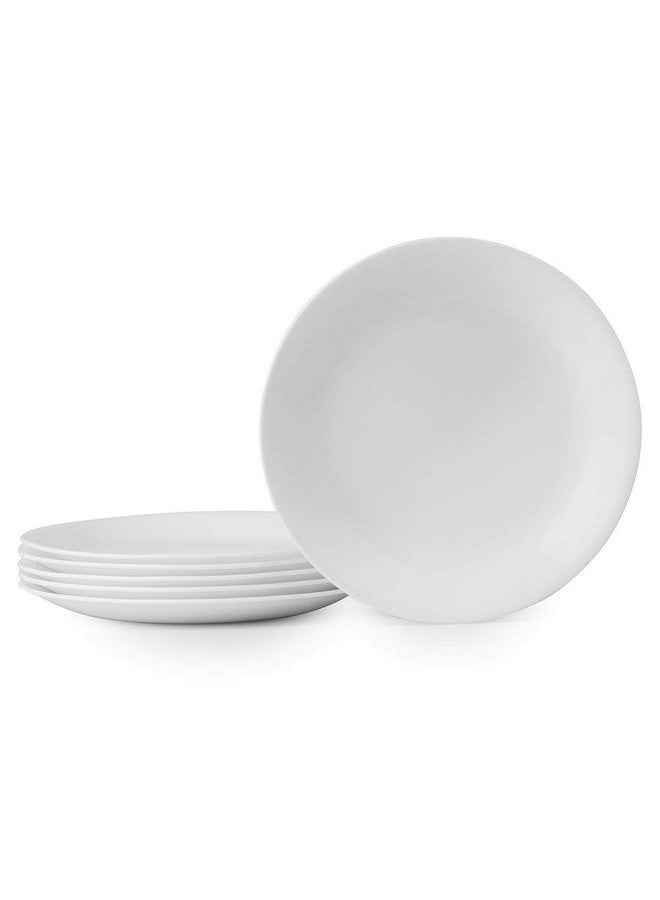 Vitrelle 6Piece Salad Plates Set Triple Layer Glass And Chip Resistant 81/2Inch Lightweight Round Plates Winter Frost White