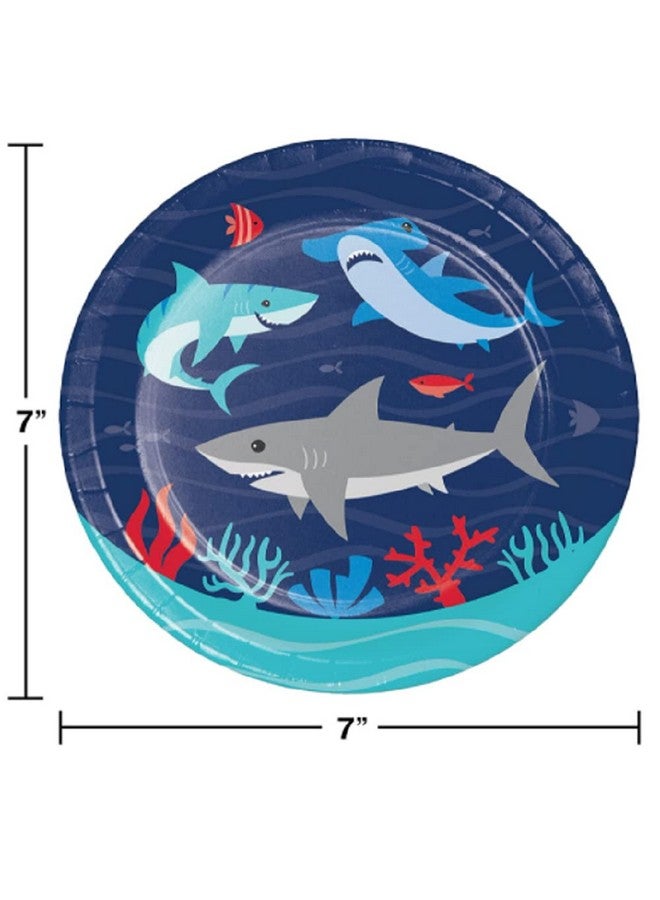 Shark Party Dessert Plates (16) And Beverage Napkins (16) Bundle