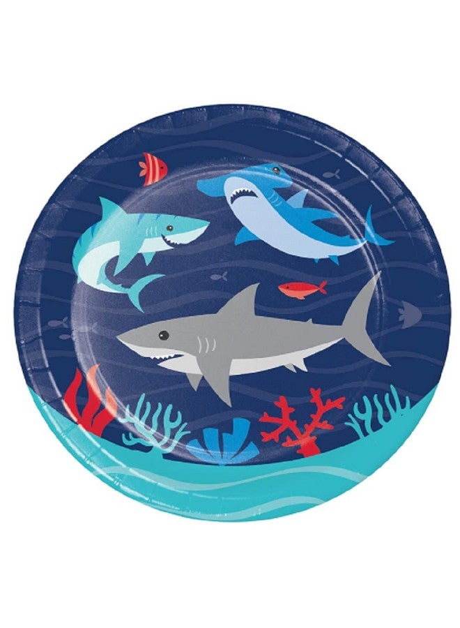 Shark Party Dessert Plates (16) And Beverage Napkins (16) Bundle